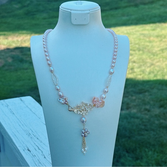 X645 Handmade Freshwater Baroque Pearl Long Necklace One of a kind Jewelry